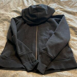 Navy blue full length scuba hoodie with zipper